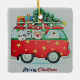 Jultomten och vänner julgransprydnad keramik