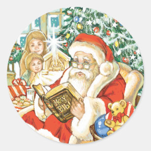 Jultomten om bibeln vid jul Kväll Runt Klistermärke