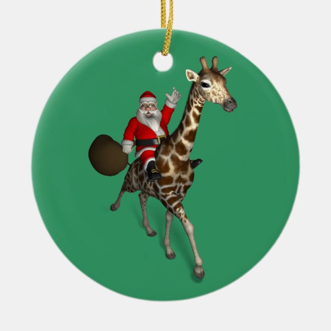 Jultomten om Giraffe Julgransprydnad Keramik (Framsidan)