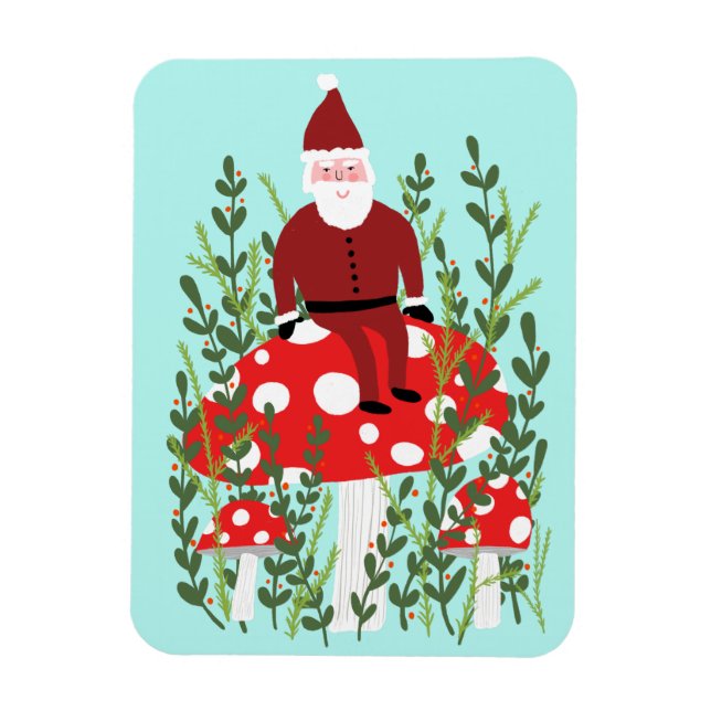 Jultomten om Magic Mushroom Julafton Magnet (Vertikal)
