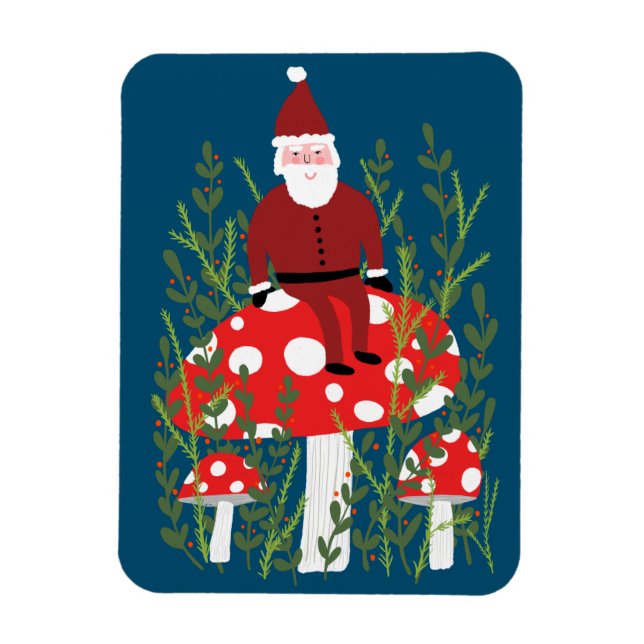 Jultomten om Magic Mushroom Julafton Magnet (Vertikal)