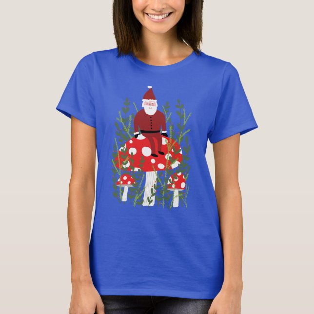 Jultomten om Magic Mushroom Julafton T Shirt (Framsida)