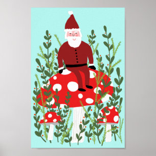 Jultomten om Magic Mushroom Poster