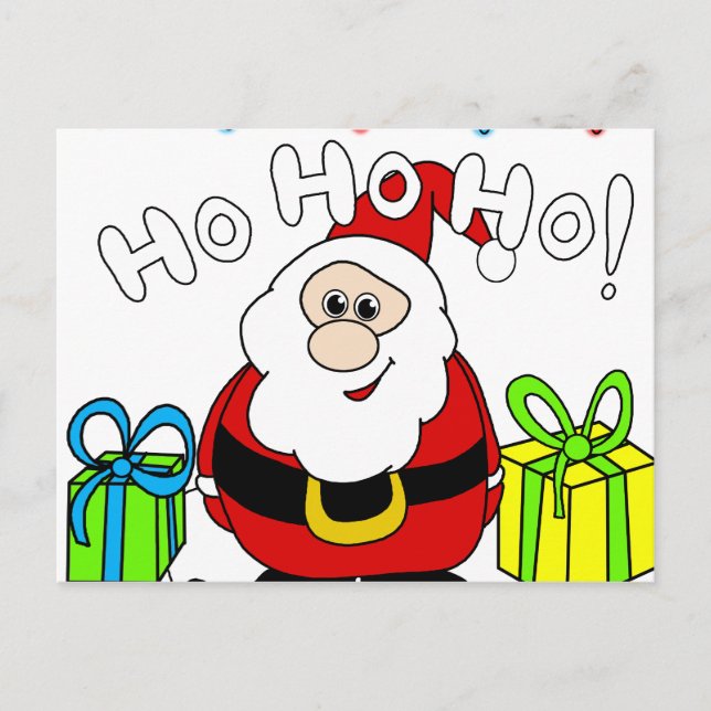 Jultomten - öppen helg vykort (Framsida)