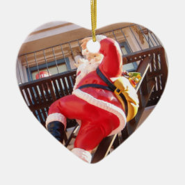 Jultomten på avfyraflykten julgransprydnad keramik