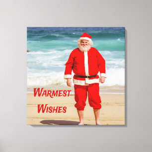 Jultomten på Beach varmaste Önskemål Funny Humor Canvastryck