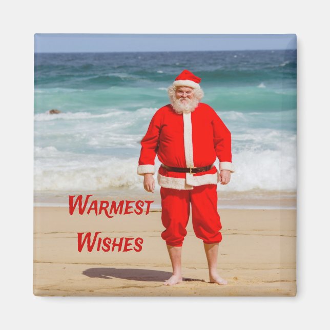 Jultomten på Beach varmaste Önskemål Funny Humor Magnet (Framsidan)