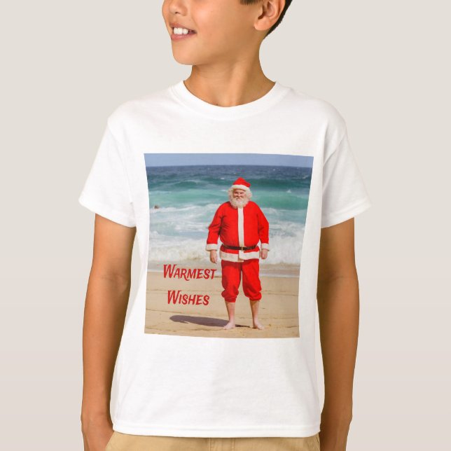 Jultomten på Beach varmaste Önskemål Funny Humor T Shirt (Framsida)