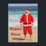 Jultomten på Beach varmaste Önskemål Funny Humor Vykort<br><div class="desc">Jultomten på Beach varmaste Önskemål Funny Humor Det här är en underbar bild eller gåva till stranden älskare i ert liv för att önska dem God jul och Glad helg.</div>