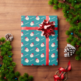Jultomten på Bright Teal Grönt Presentpapper
