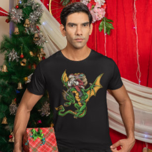 Jultomten på en flygande drake med gåvor t shirt