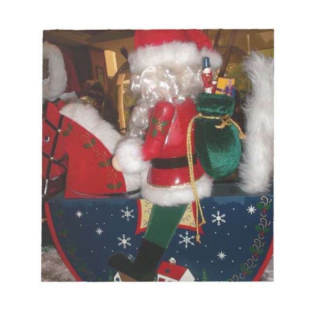 Jultomten på en häst med Snö Art Print Anteckningsblock (Framsida)