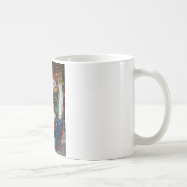 Jultomten på en häst med Snö Art Print Kaffemugg (Höger)
