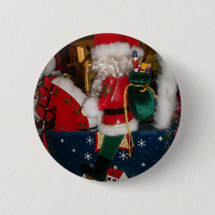 Jultomten på en häst med Snö Art Print Knapp