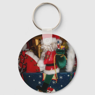 Jultomten på en häst med Snö Art Print Nyckelring