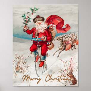 Jultomten på en liten gård med renar poster