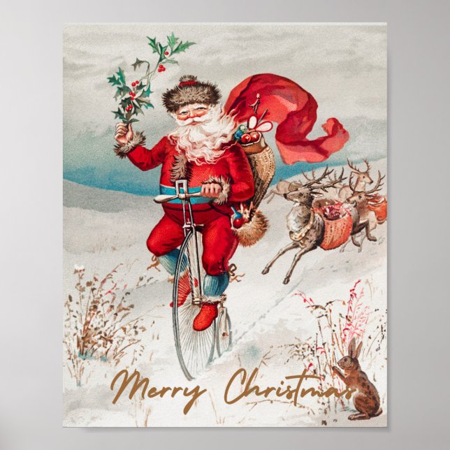 Jultomten på en liten gård med renar poster (Framsidan)