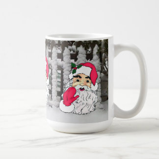 Jultomten på en snöplockets bakgrund kaffemugg