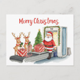 Jultomten på flygplatsen helg vykort