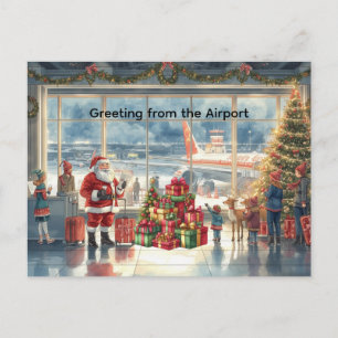 Jultomten på flygplatsen helg vykort
