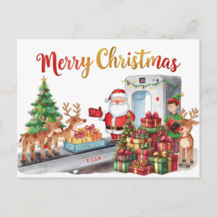 Jultomten på flygplatsen helg vykort