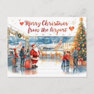 Jultomten på flygplatsen helg vykort