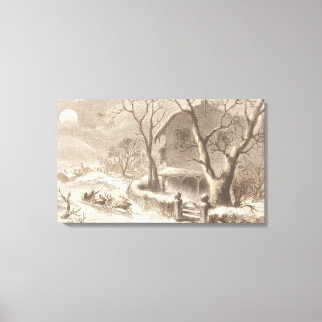 Jultomten på julen Kväll Canvastryck (Framsida)