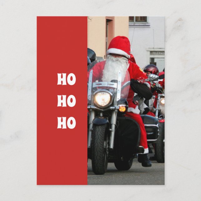 Jultomten på motorcykel Ho Ho Ho Ho Vykort (Framsida)