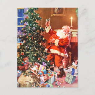Jultomten på natten för jul helg vykort
