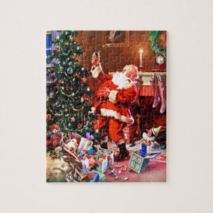 Jultomten på natten för jul pussel