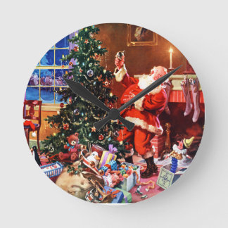 Jultomten på natten för jul rund klocka