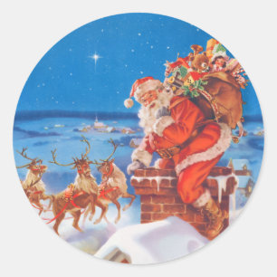 Jultomten på natten före jul runt klistermärke