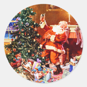 Jultomten på natten före jul runt klistermärke