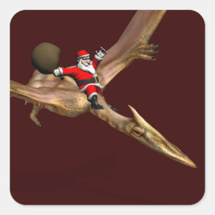 Jultomten på Quetzalcoatlus Fyrkantigt Klistermärke