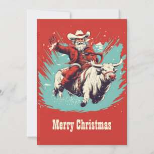 Jultomten på Rodeo Bull ridning Julkort