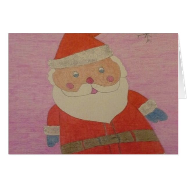 Jultomten på Rosa julkort Hälsningskort (Framsidan Horizontal)