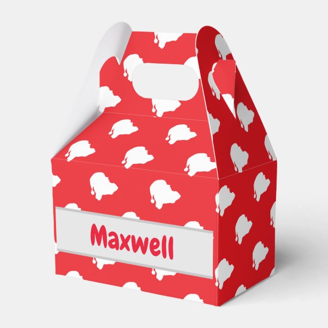 Jultomten på rött presentaskar (Framsidan Sidan)