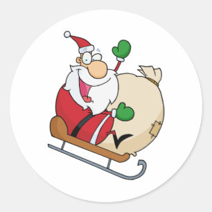 Jultomten på Sleigh Runt Klistermärke