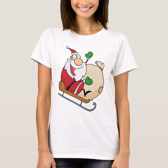 Jultomten på Sleigh Tee Shirt (Framsida)