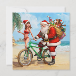 Jultomten på stranden, God jul! Inbjudningar