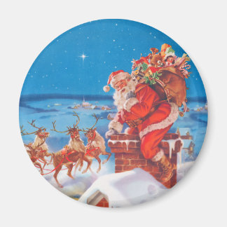 Jultomten på taket med hans renar magnet
