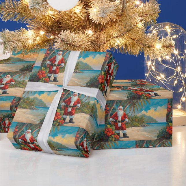Jultomten på tropisk strand presentpapper (Helgdagar)