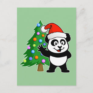 jultomten Panda Helg Vykort