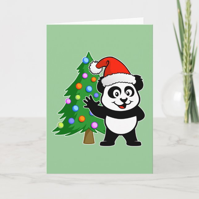 Jultomten Panda Helgkort (Framsida)