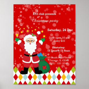 Jultomten party * välj bakgrund färg poster