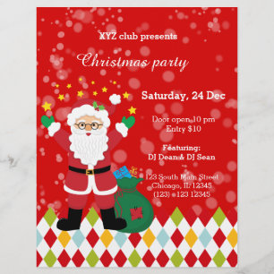 Jultomten party * välj bakgrund färg reklamblad