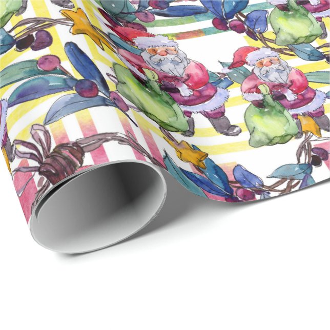 Jultomten Pastel vatten Färg Presentpapper (Rullad Hörn)