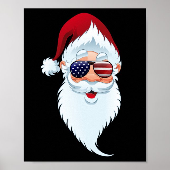 Jultomten Patriotic USA Sunglasses jul Poster (Framsidan)