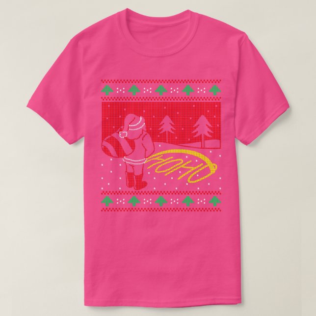 Jultomten Peeing Ho Ho Funny Ugly jul Swea T Shirt (Design framsida)