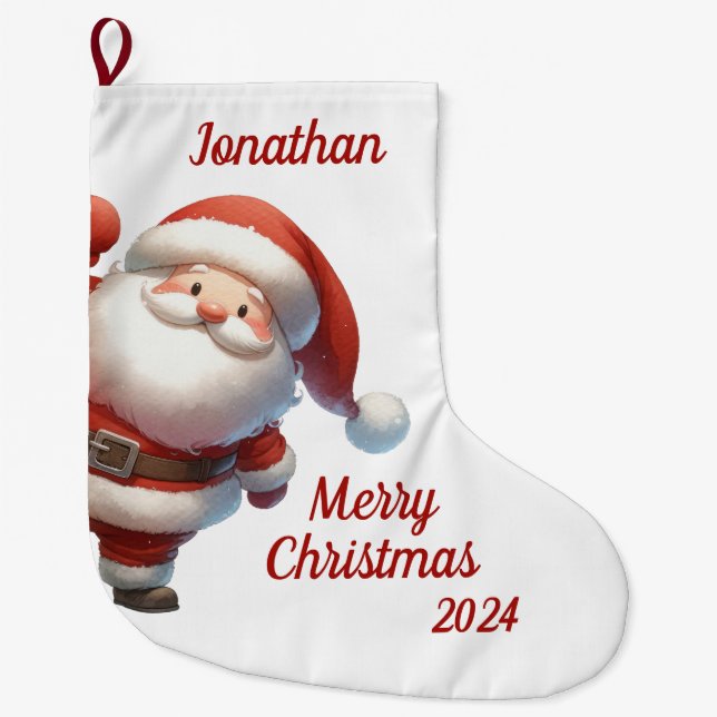 Jultomten Peek runt Stor Julstrumpa (Framsidan)